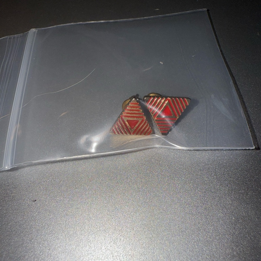 Radiant Red and Gold Geometric Earrings